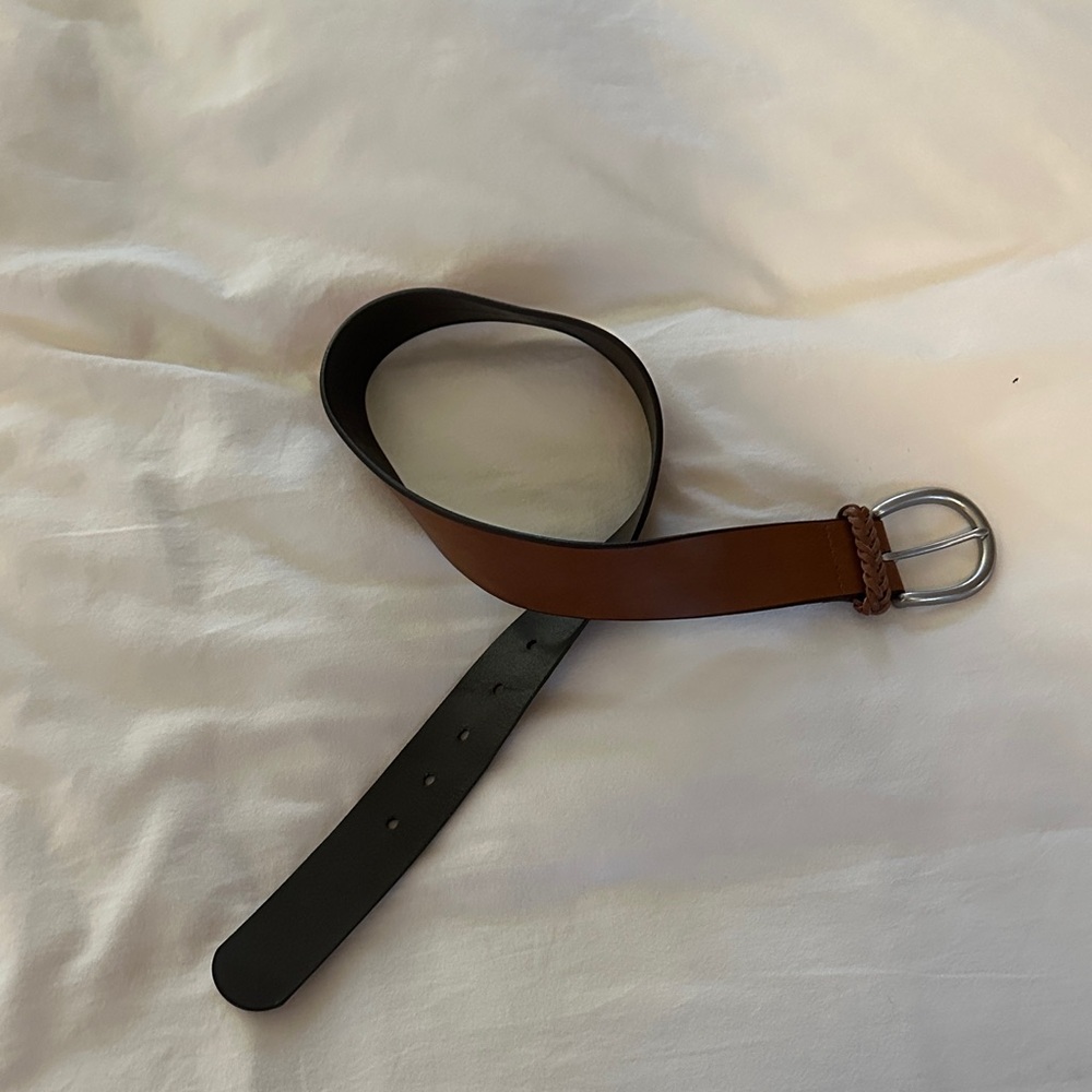 Banana Republic Dual-Tone Leather Belt with Silver Buckle